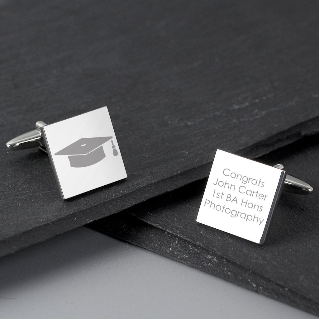Personalised Graduation Square Cufflinks - Engraved Memories