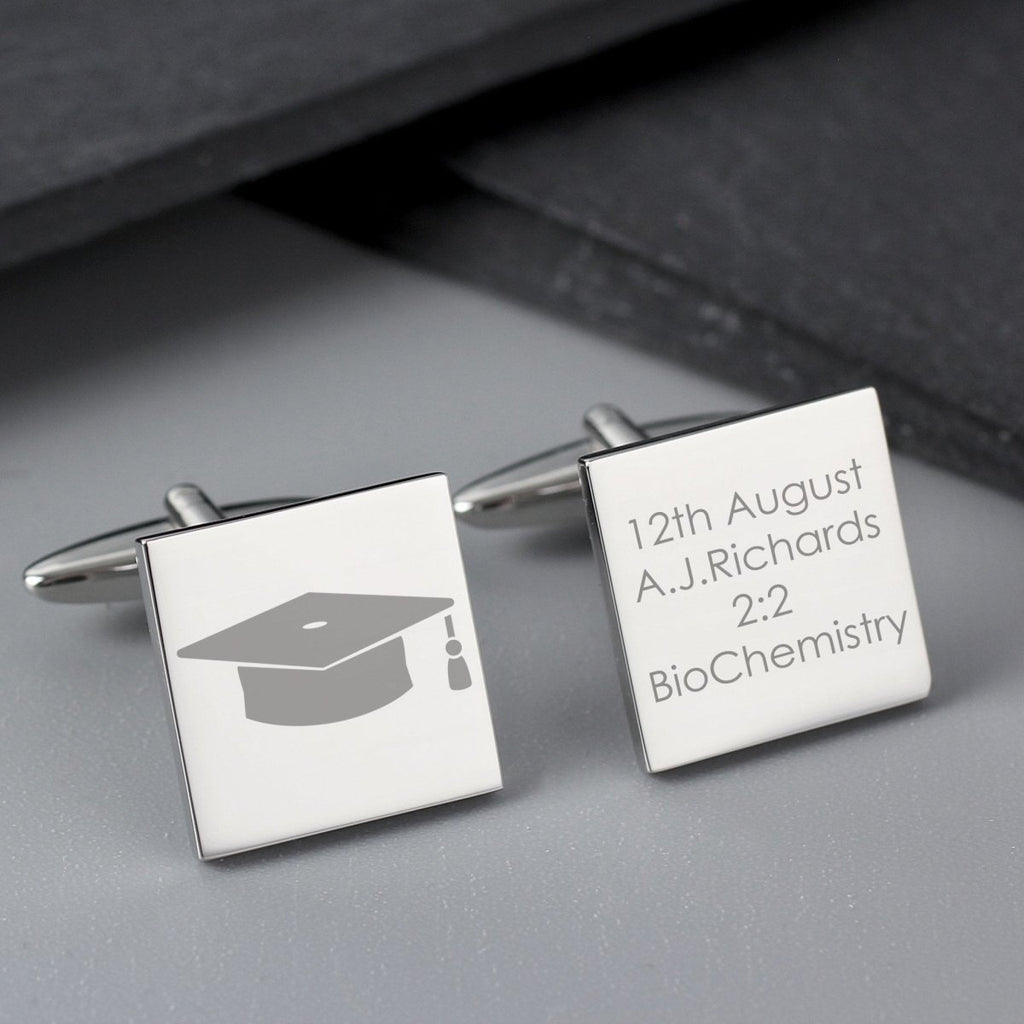 Personalised Graduation Square Cufflinks - Engraved Memories