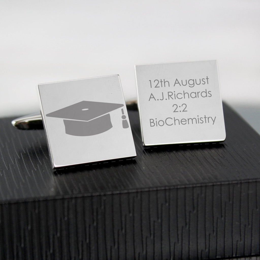 Personalised Graduation Square Cufflinks - Engraved Memories