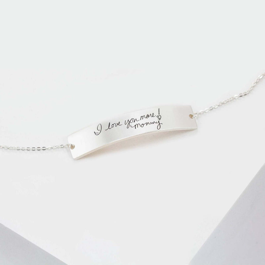 Personalized handwriting bracelet, engraved sterling silver, gold/white gold/rose gold plated, 16.5+3.5cm, 6.00g
