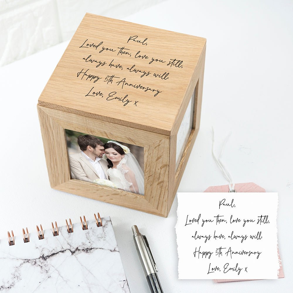 Personalised Handwriting Photo Cube - Engraved Memories