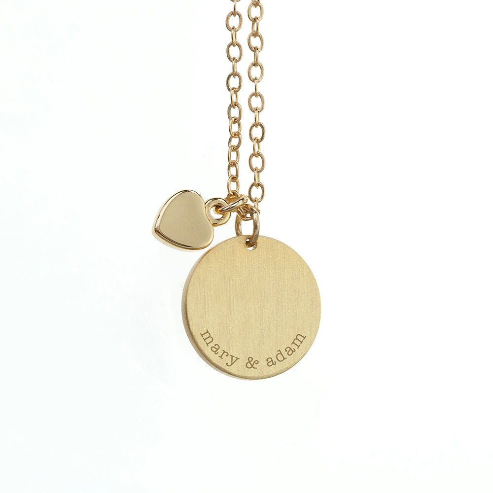 Personalised Heart and Disc Family Necklace - Engraved Memories