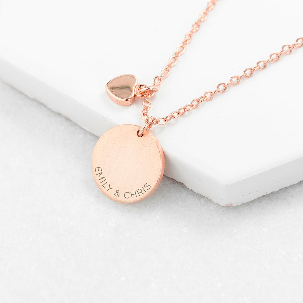 Personalised Heart and Disc Family Necklace - Engraved Memories