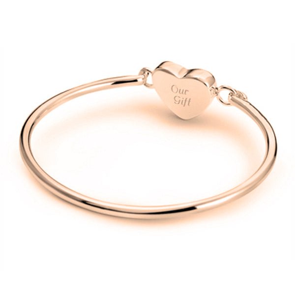 Personalised Heart Bangle Stainless Steel Rose Gold Mother's day gift - Engraved Memories