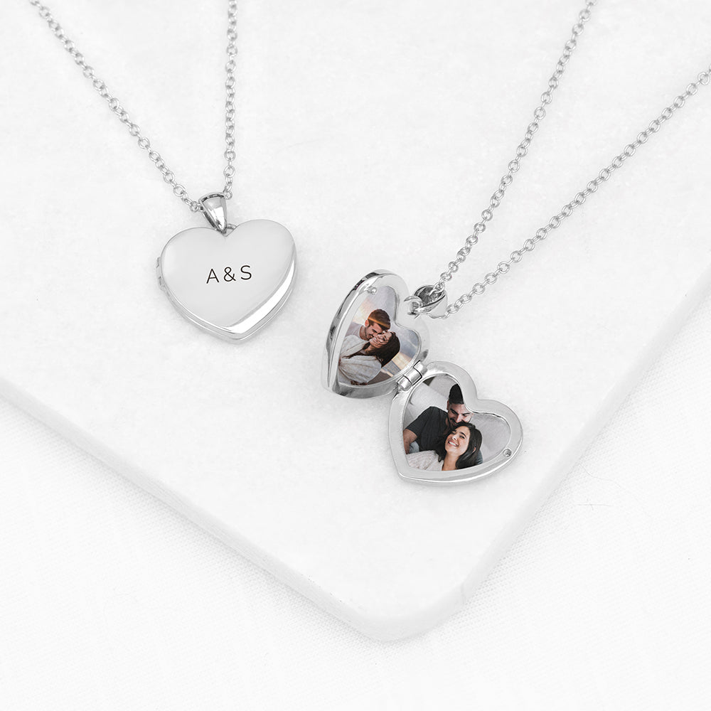 Personalised Heart Photo Locket, Photo necklace - Engraved Memories