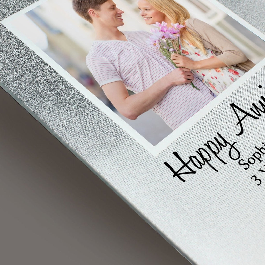 Personalised Heart & Swirl 4x4 Glitter Glass Photo Frame - Engraved Memories