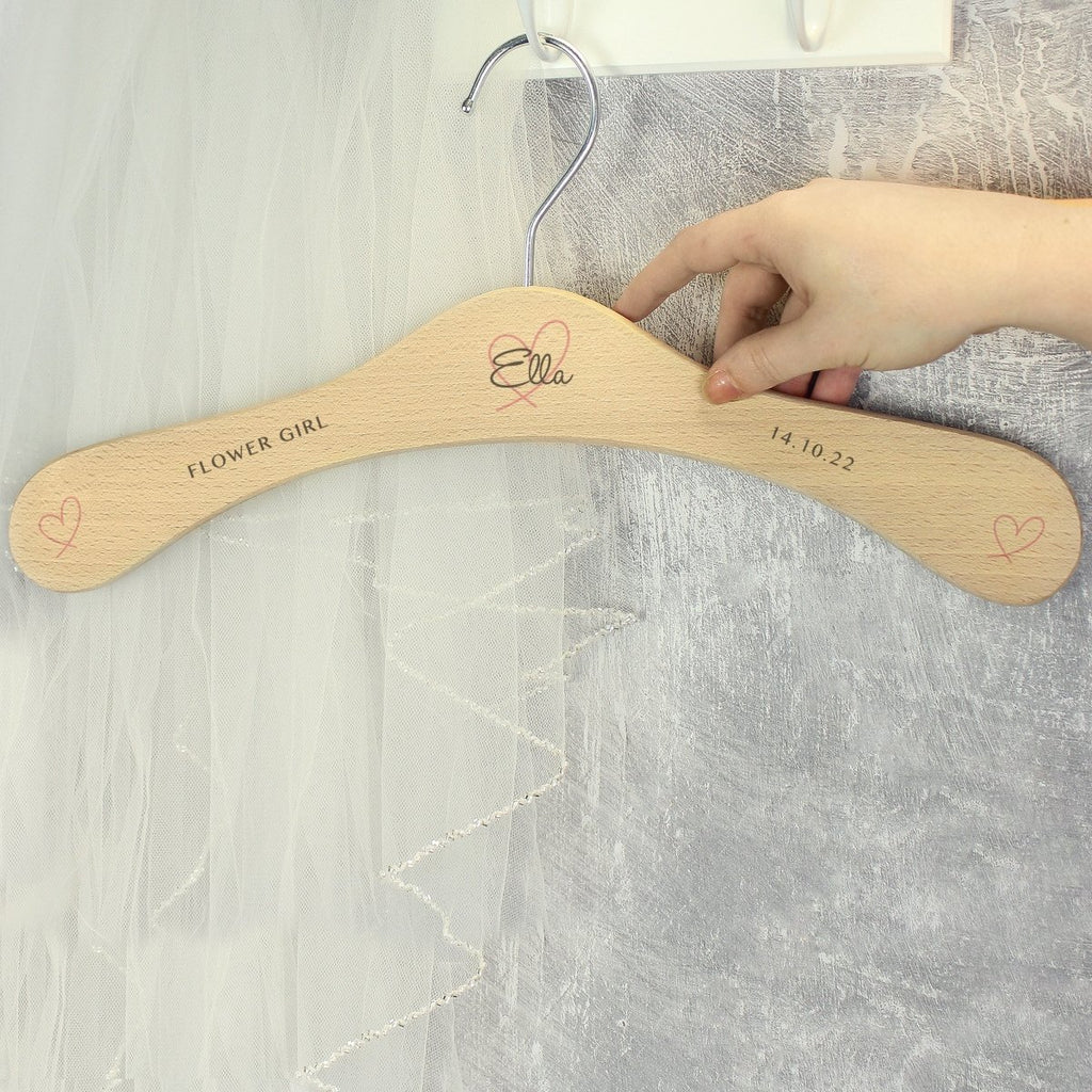 Personalised Heart Wooden Hanger, Wedding accessories, Bride and Groom Gift - Engraved Memories