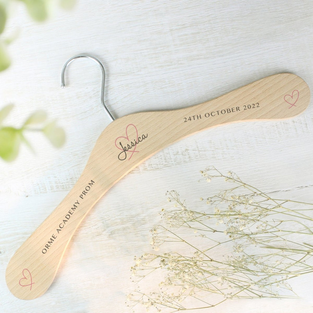 Personalised Heart Wooden Hanger, Wedding accessories, Bride and Groom Gift - Engraved Memories