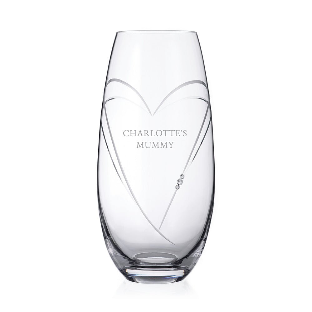 Personalised Hearts Barrel Vase with Swarovski Crystals - Engraved Memories