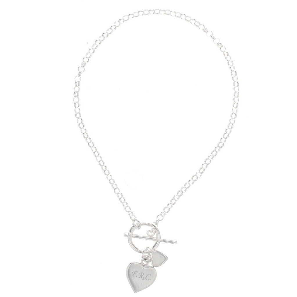Personalised Hearts T-Bar Bracelet - Engraved Memories