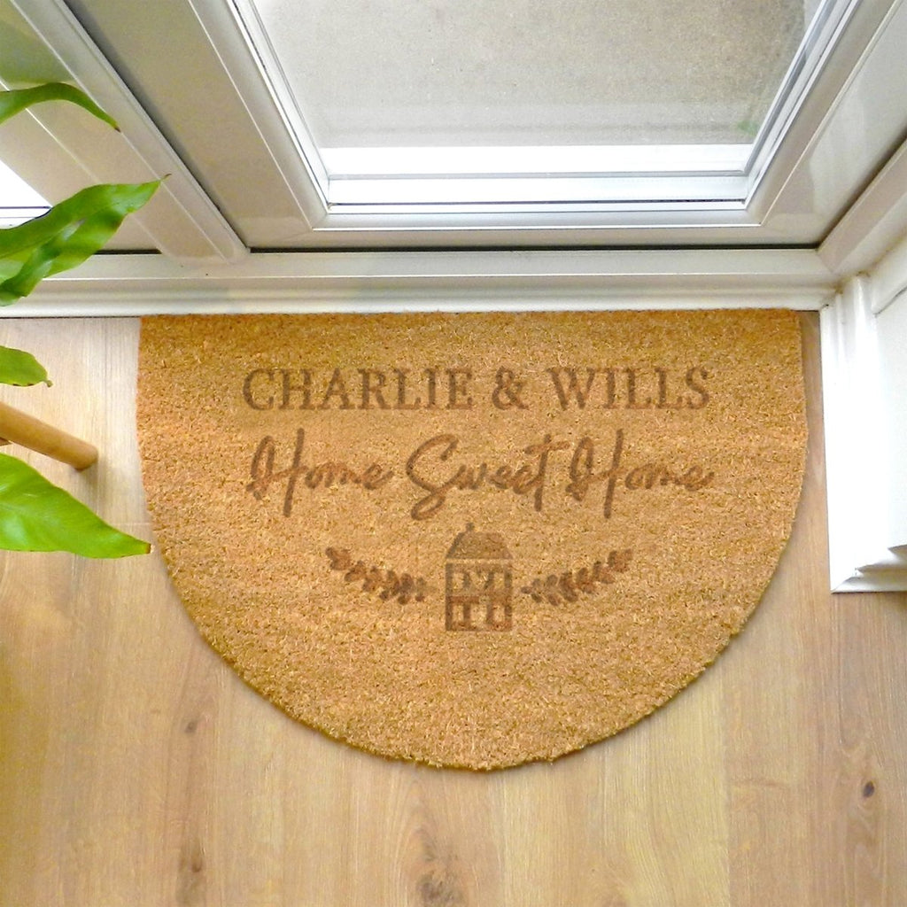 Personalised Home Sweet Home Half Moon Indoor Doormat - Engraved Memories
