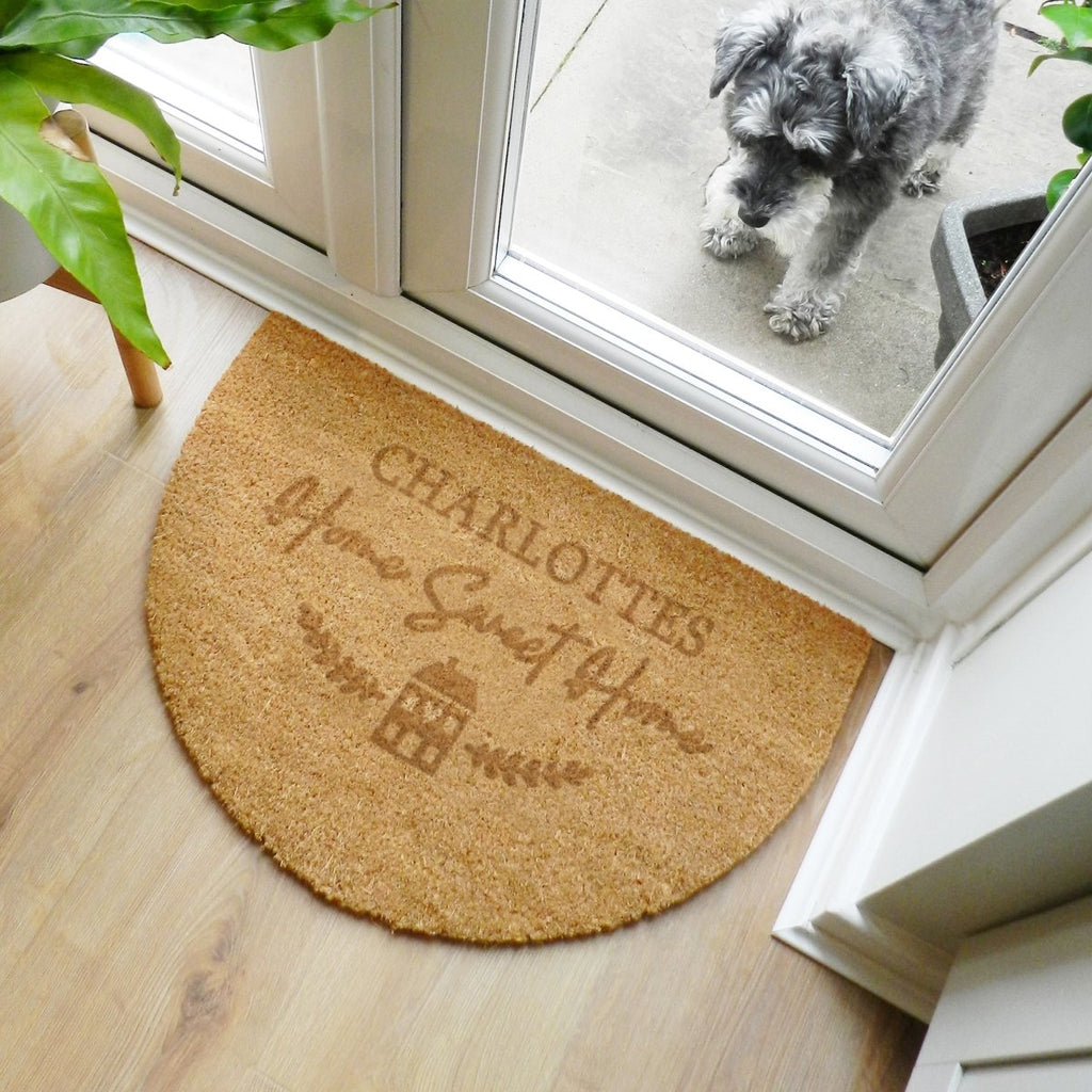 Personalised Home Sweet Home Half Moon Indoor Doormat - Engraved Memories