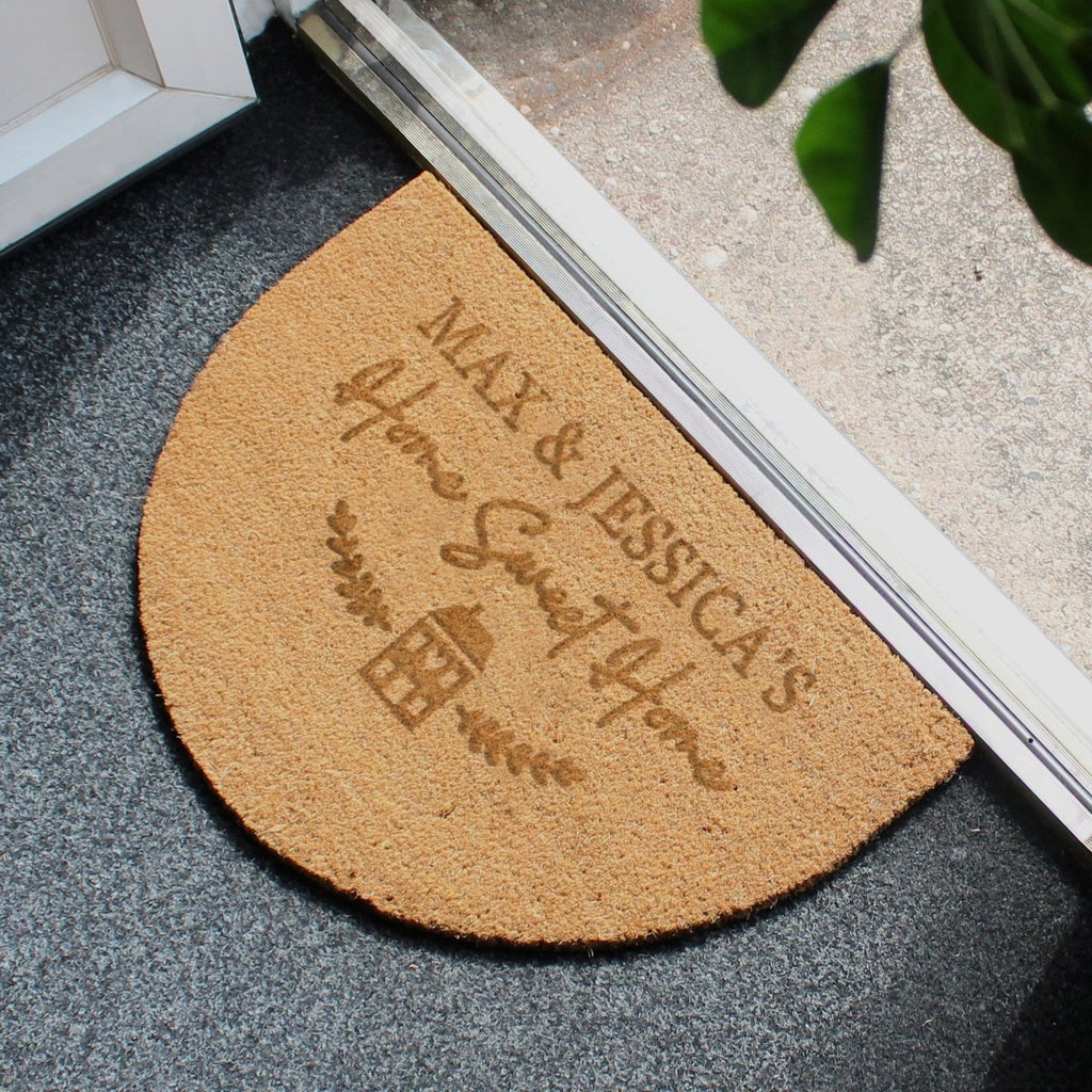 Personalised Home Sweet Home Half Moon Indoor Doormat - Engraved Memories