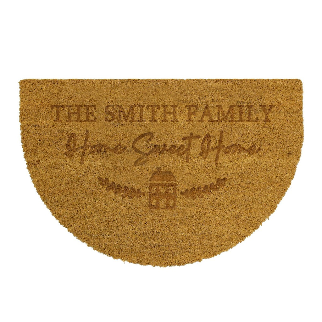 Personalised Home Sweet Home Half Moon Indoor Doormat - Engraved Memories