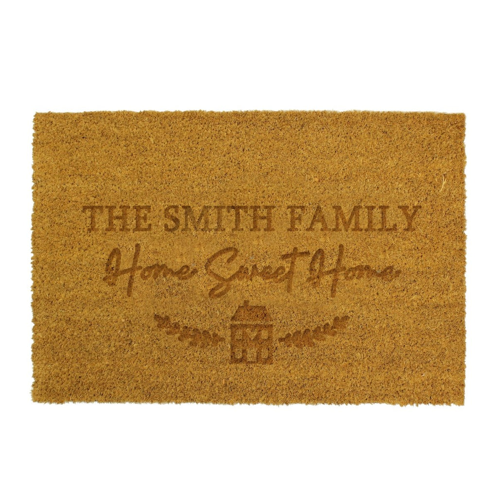 Personalised Home Sweet Home Rectangle Indoor Doormat - Engraved Memories