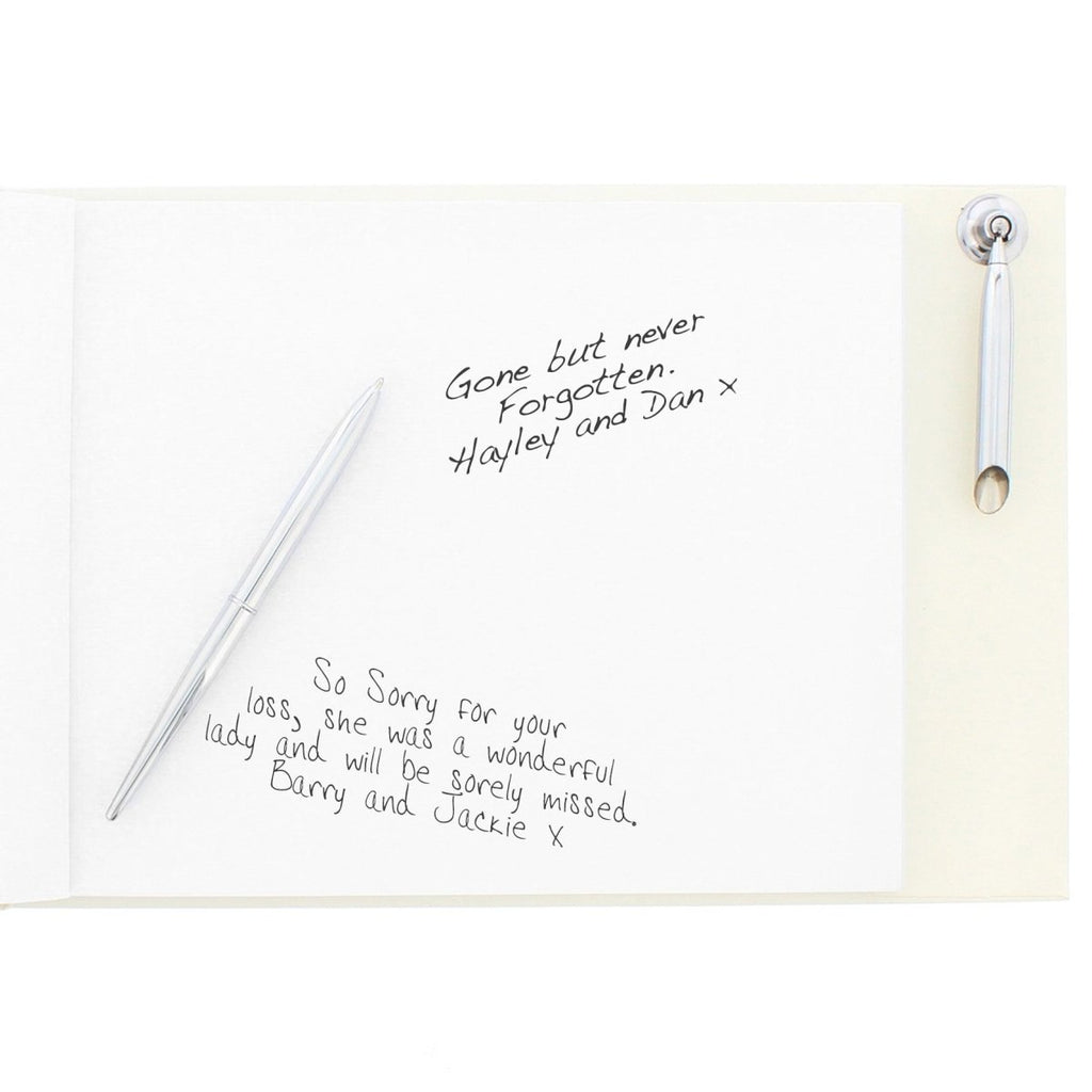 Personalised In Loving Memory Hardback Guest Book & Pen, Memorial Book - Engraved Memories