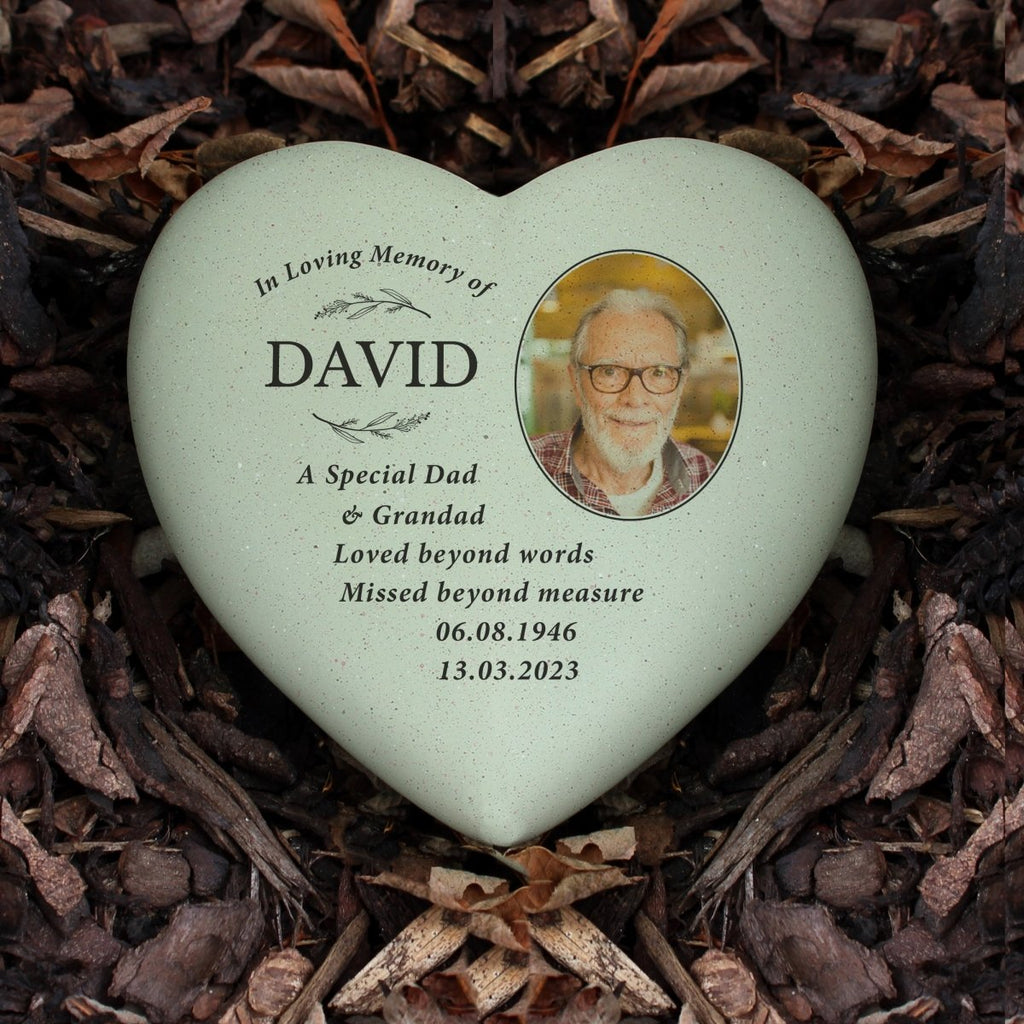 Personalised In Loving Memory Photo Upload Memorial Resin Heart - Engraved Memories