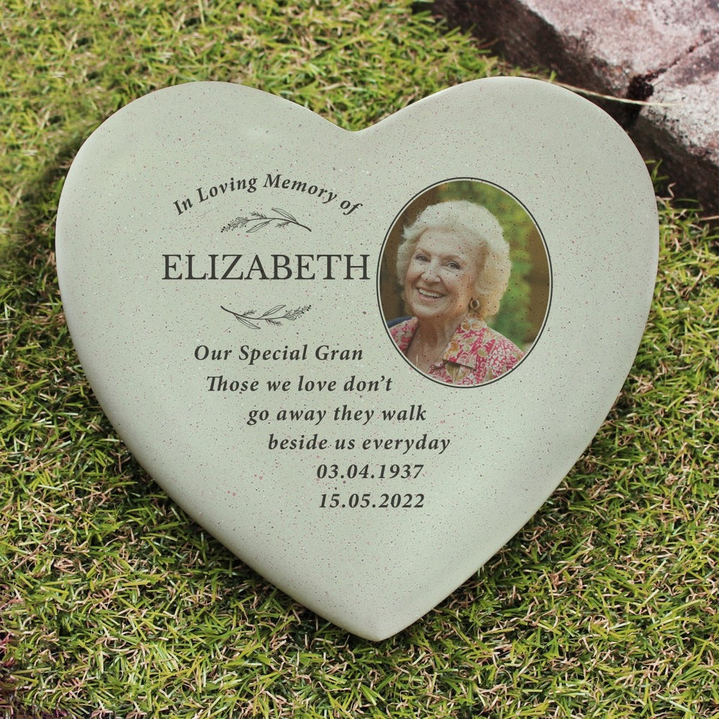 Personalised In Loving Memory Photo Upload Memorial Resin Heart - Engraved Memories
