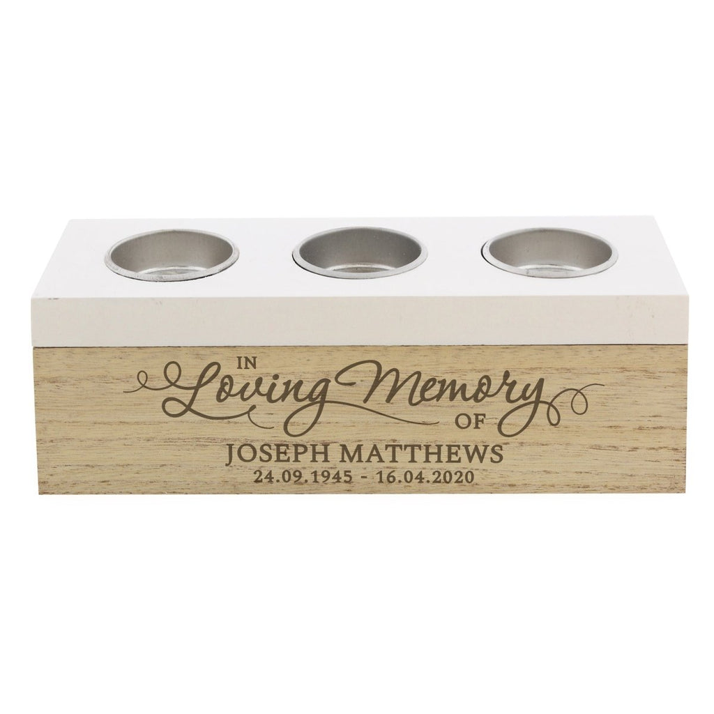 Personalised In Loving Memory Triple Tea Light Box - Engraved Memories