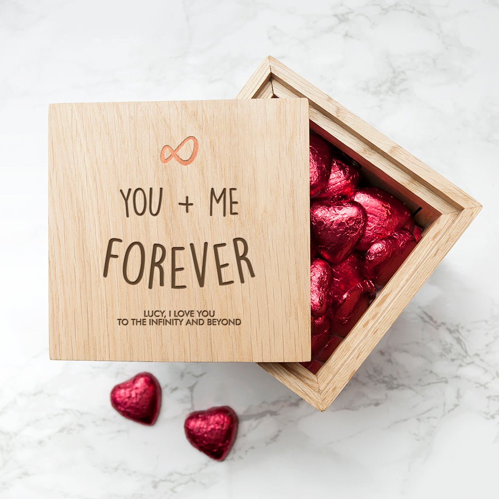 Personalised Infinite Love Oak Photo Cube - Engraved Memories