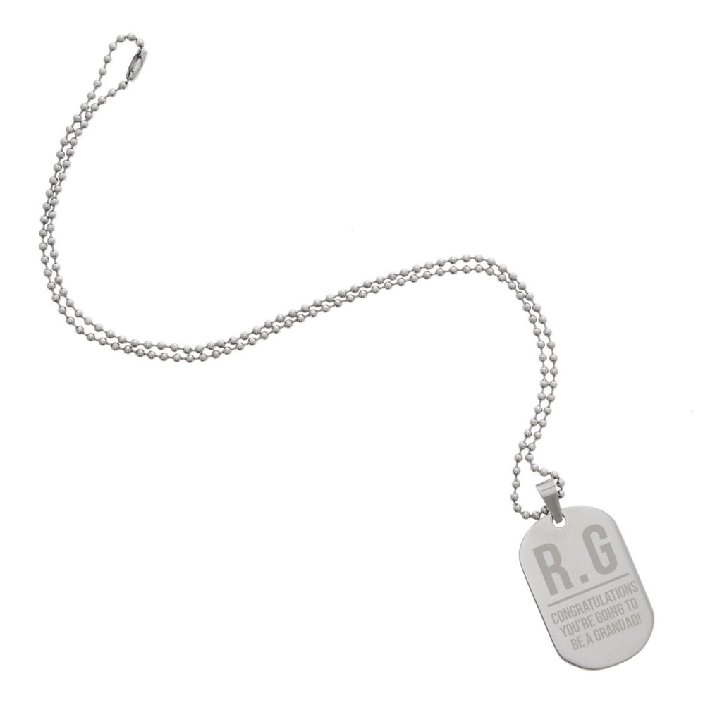 Personalised Initials Stainless Steel Dog Tag Necklace - Engraved Memories