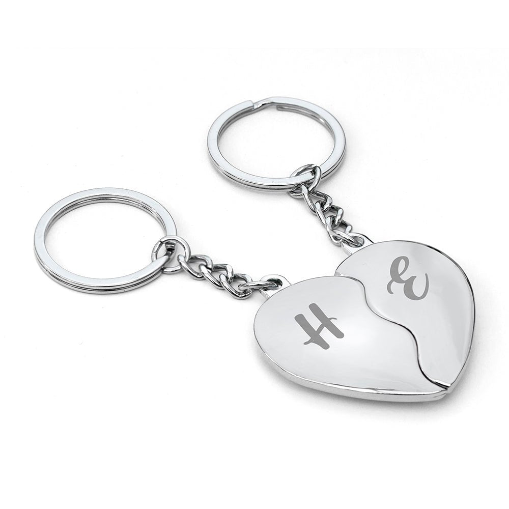 Personalised Joining Hearts Magnetic Couples Keyrings - Engraved Memories