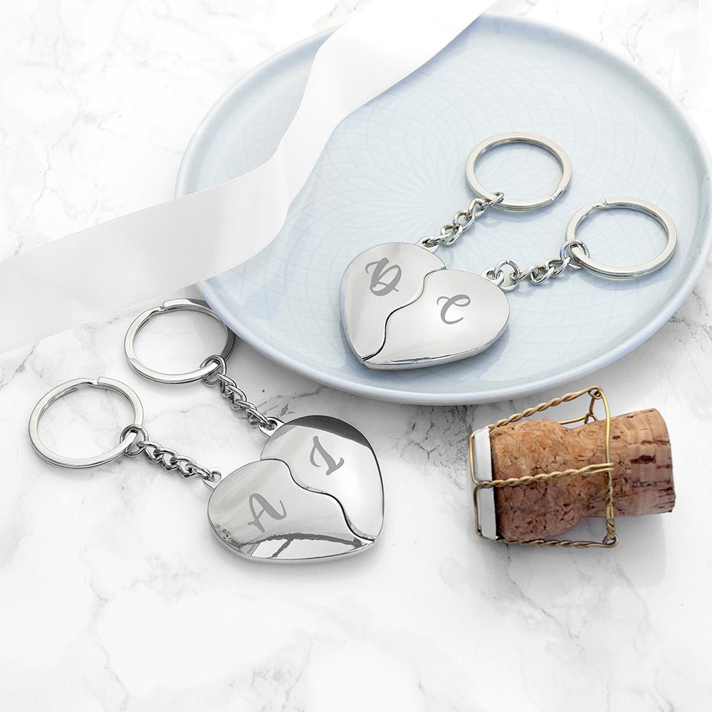 Personalised Joining Hearts Magnetic Couples Keyrings - Engraved Memories