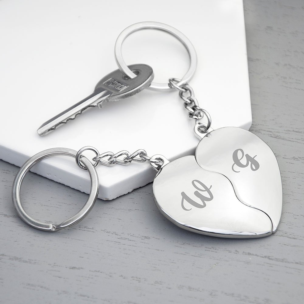 Personalised Joining Hearts Magnetic Couples Keyrings - Engraved Memories