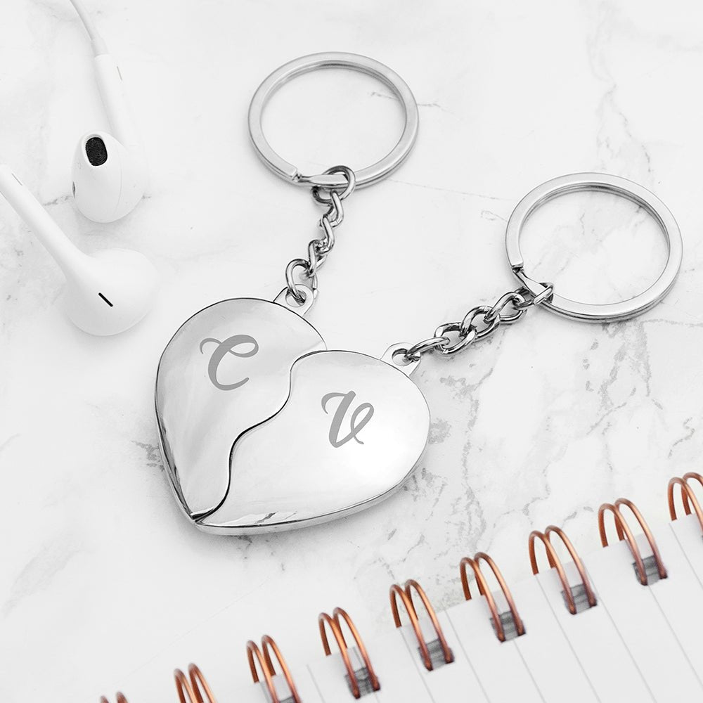Personalised Joining Hearts Magnetic Couples Keyrings - Engraved Memories