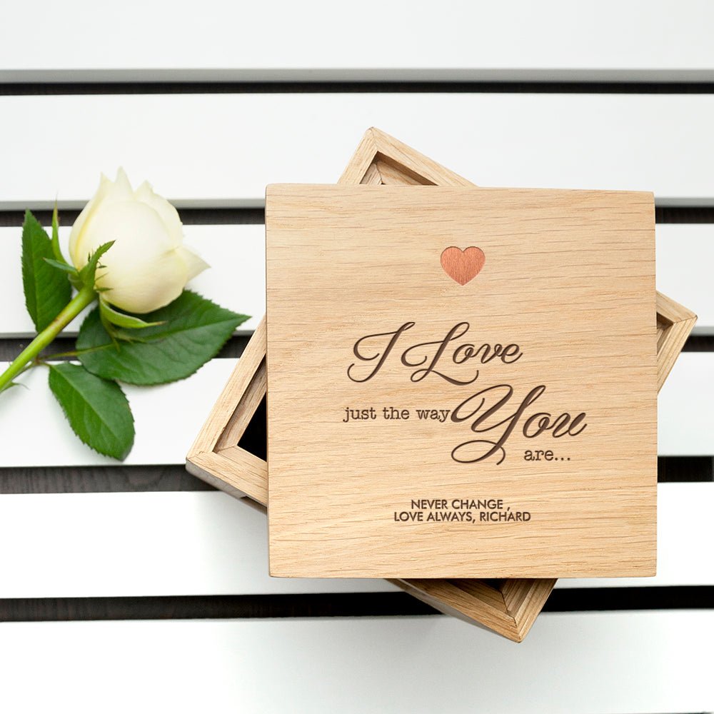Personalised Just The Way You Are Oak Photo Cube - Engraved Memories