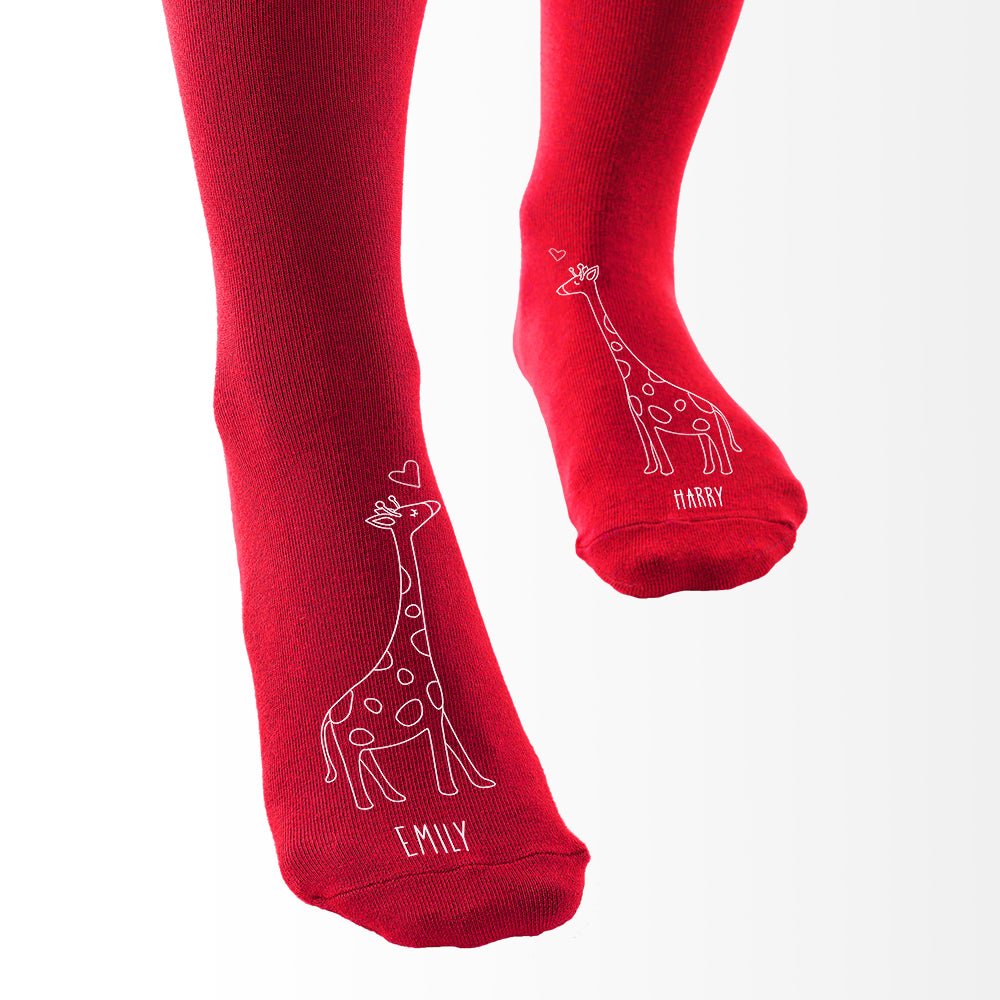 Personalised Kissing Giraffe Socks - Engraved Memories