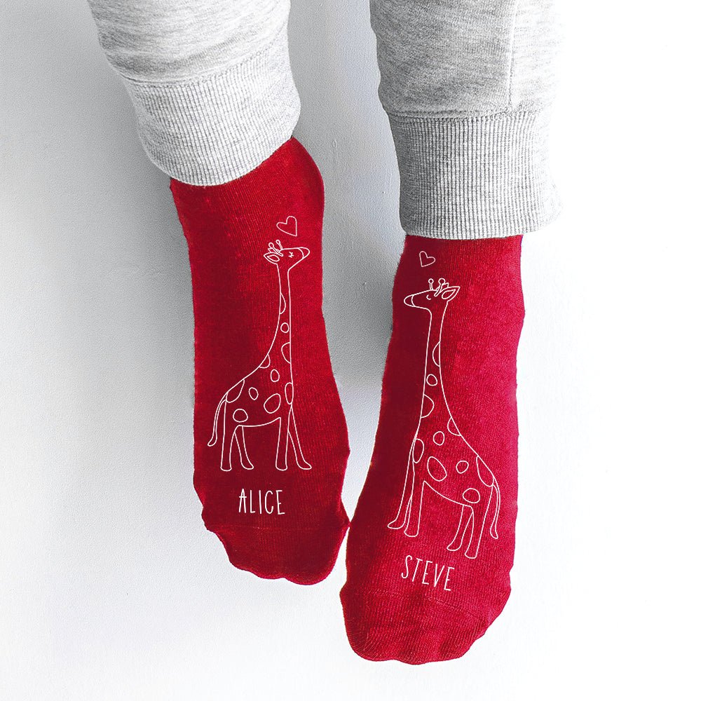 Personalised Kissing Giraffe Socks - Engraved Memories