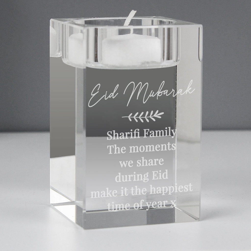 Personalised Leaf Free Text Glass Tea Light Holder - Engraved Memories