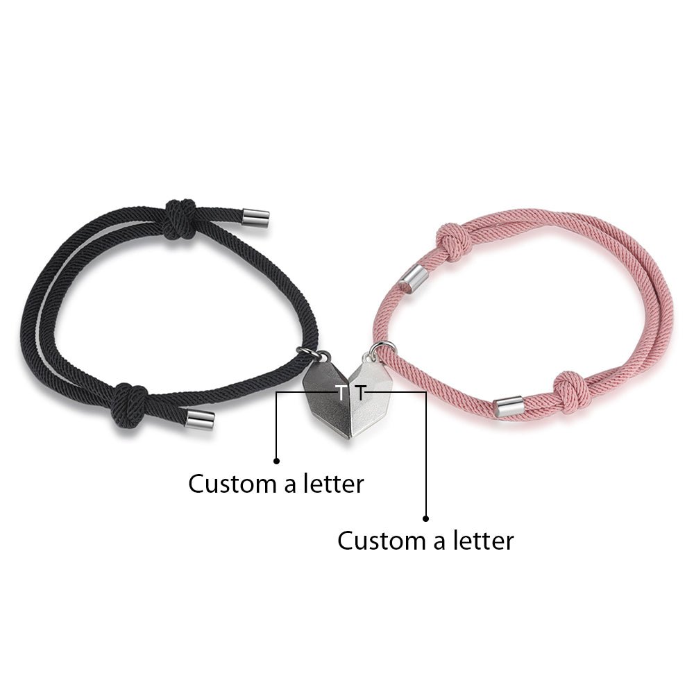 Friendship Bracelets Initial Relationship Bracelets Personalised Couple Bracelet Cmoffer Custom Copper Jewelry