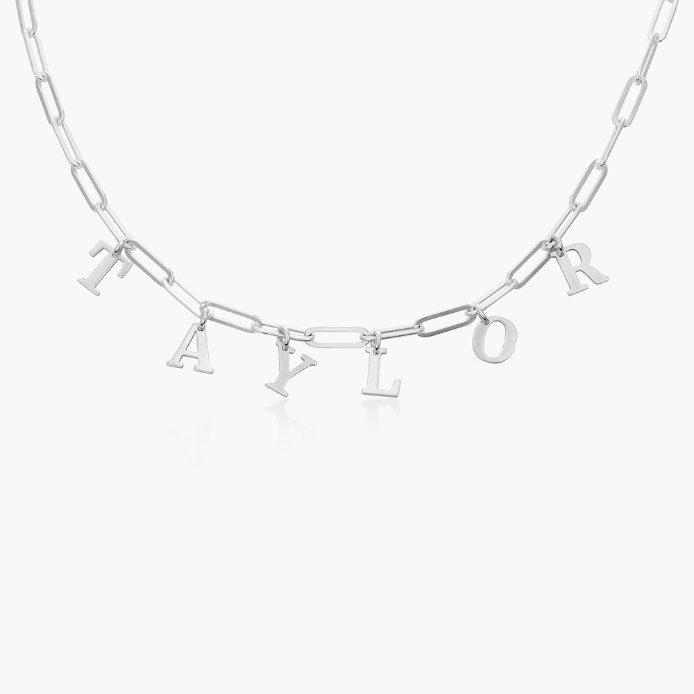 Personalized letter necklace in sterling silver, custom name design, dainty and trendy, perfect Valentine's gift.