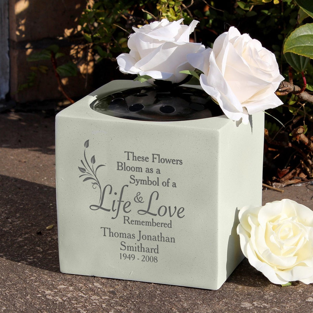 Personalised Life & Love Memorial Vase - Engraved Memories