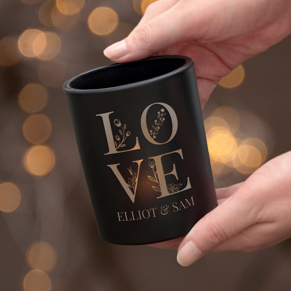 Personalised Love Candle Holder - Engraved Memories