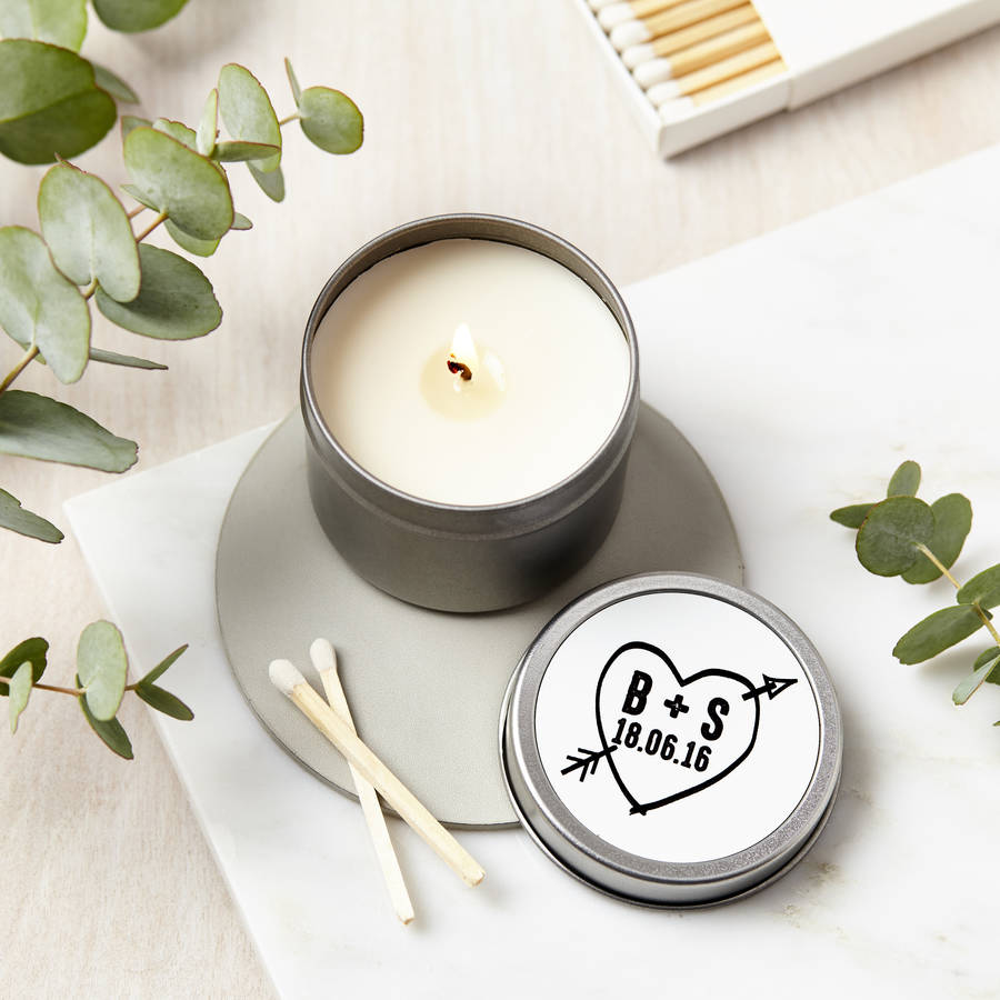 Personalised Love Heart Scented Soy Candle - Engraved Memories