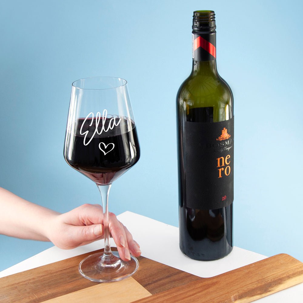 Personalised Love Heart Wine Glass - Engraved Memories