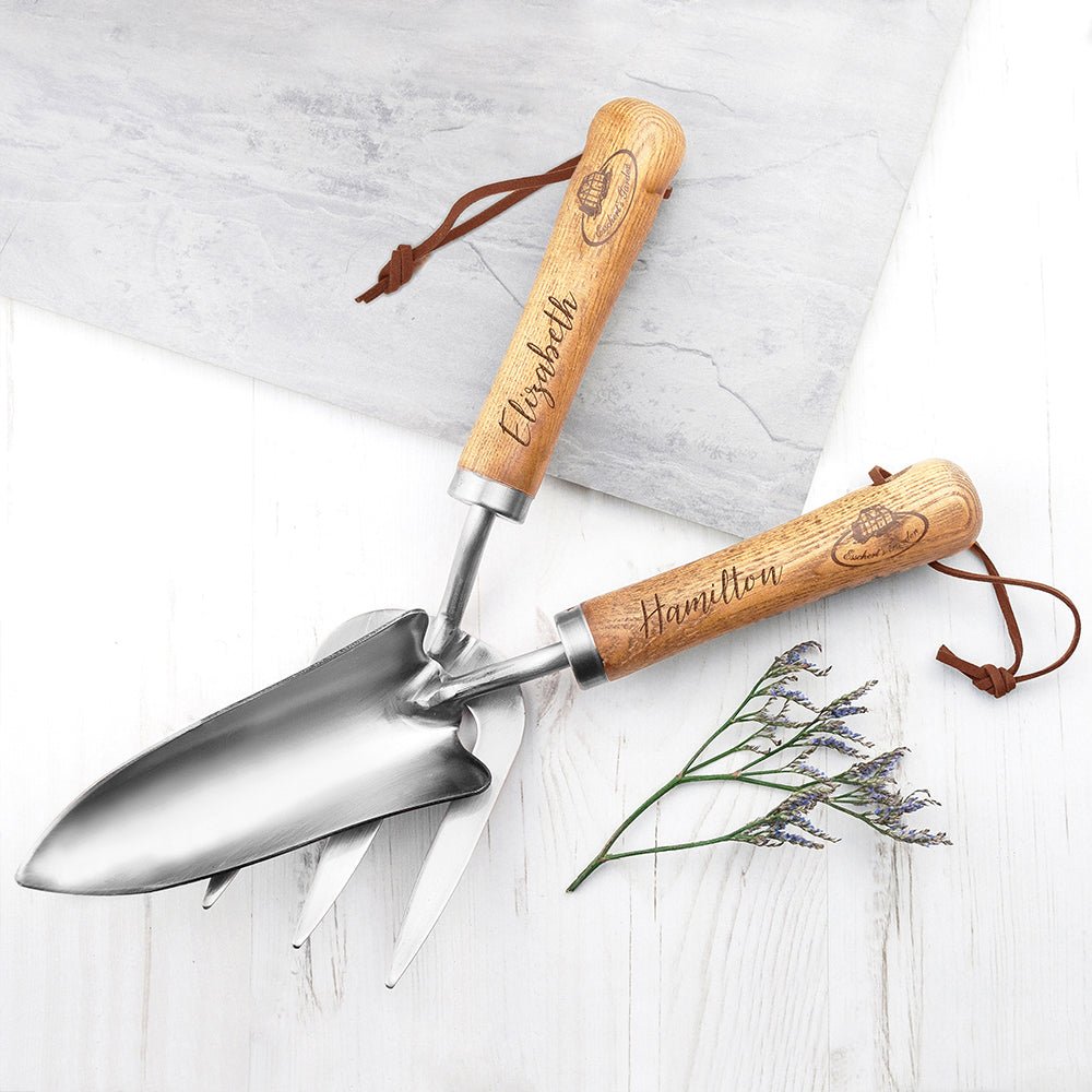 Personalised Luxe Silver Trowel and Fork Set - Engraved Memories