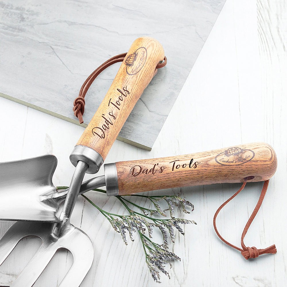 Personalised Luxe Silver Trowel and Fork Set - Engraved Memories