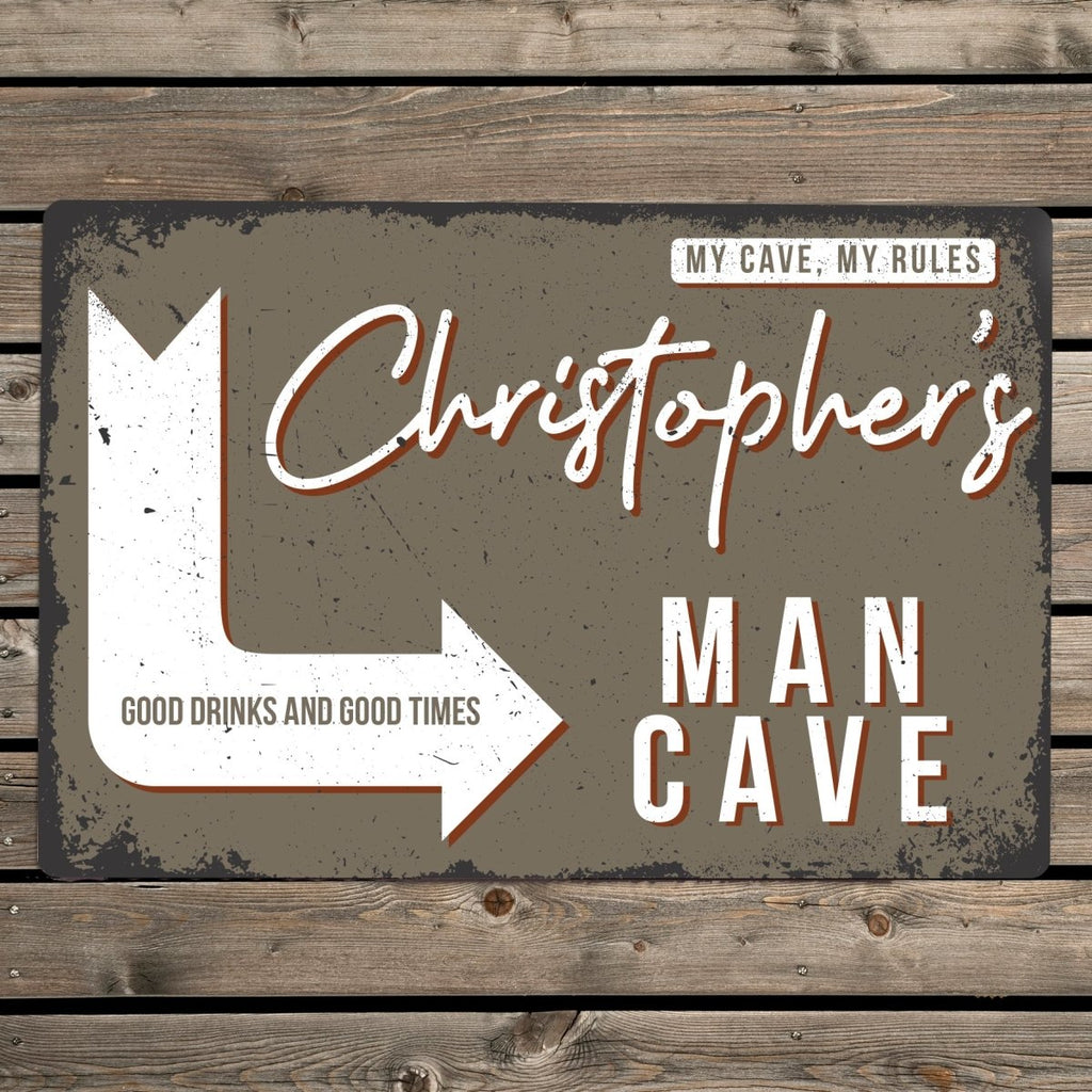 Personalised Man Cave Metal Sign, Father's day Gift for Men - Engraved Memories