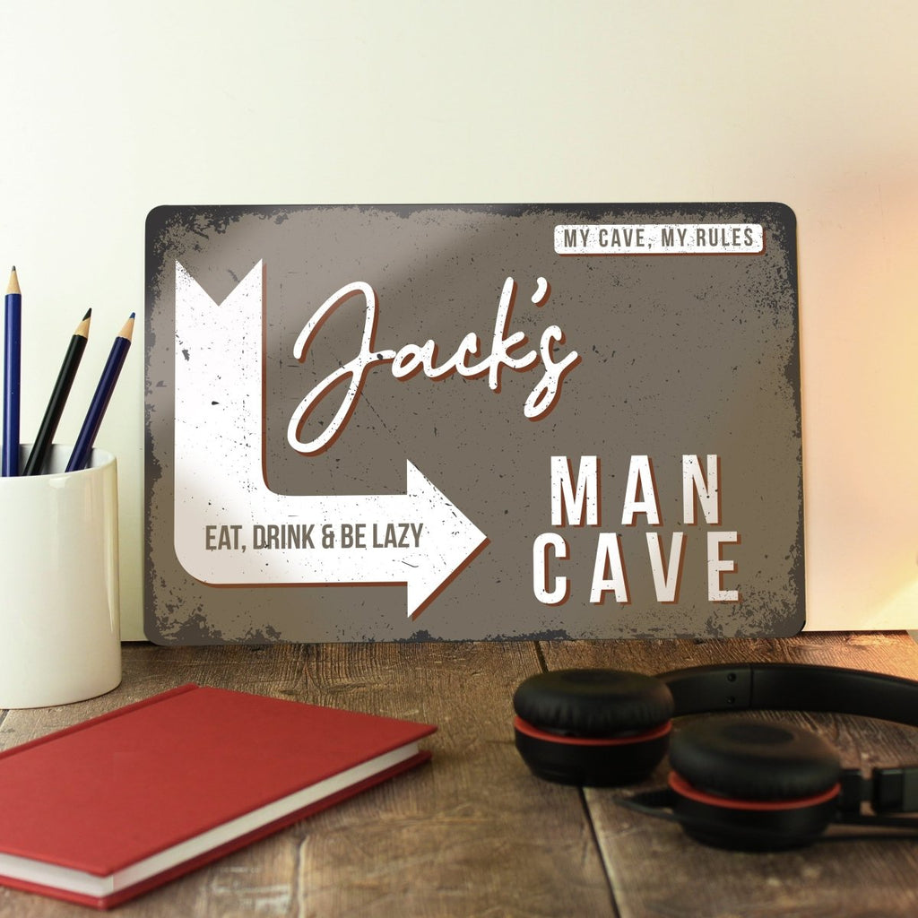 Personalised Man Cave Metal Sign, Father's day Gift for Men - Engraved Memories