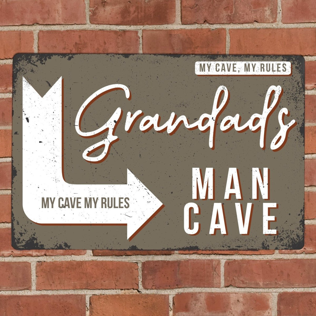 Personalised Man Cave Metal Sign, Father's day Gift for Men - Engraved Memories