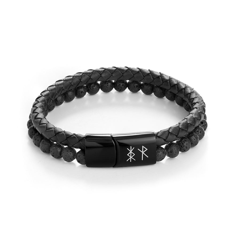 Personalised Men’s Black Rune Duo Bracelet - Engraved Memories