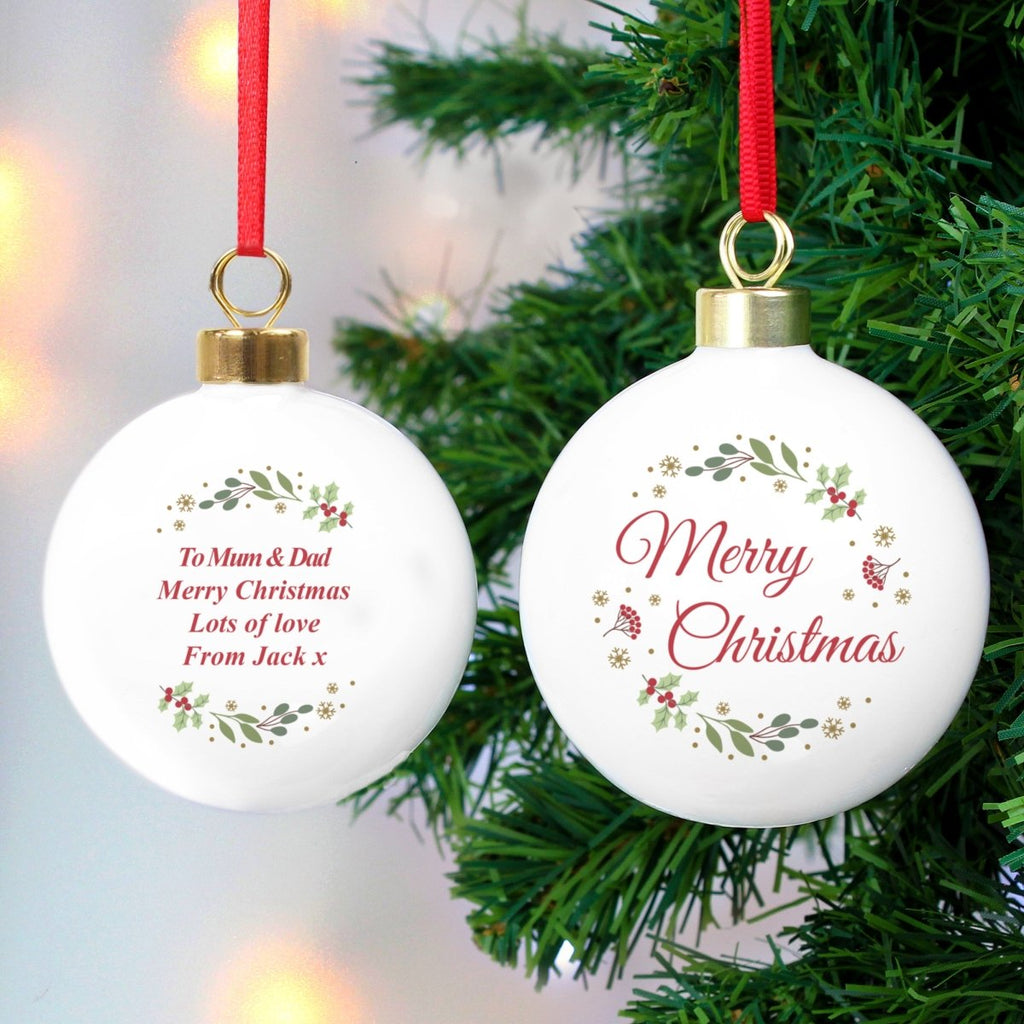 Personalised Merry Christmas Bauble - Engraved Memories