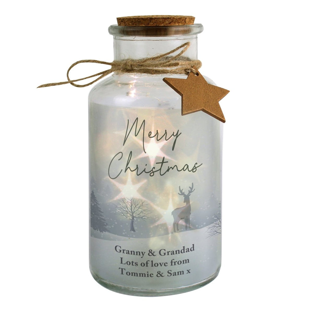 Personalised Merry Christmas LED Glass Jar - Engraved Memories