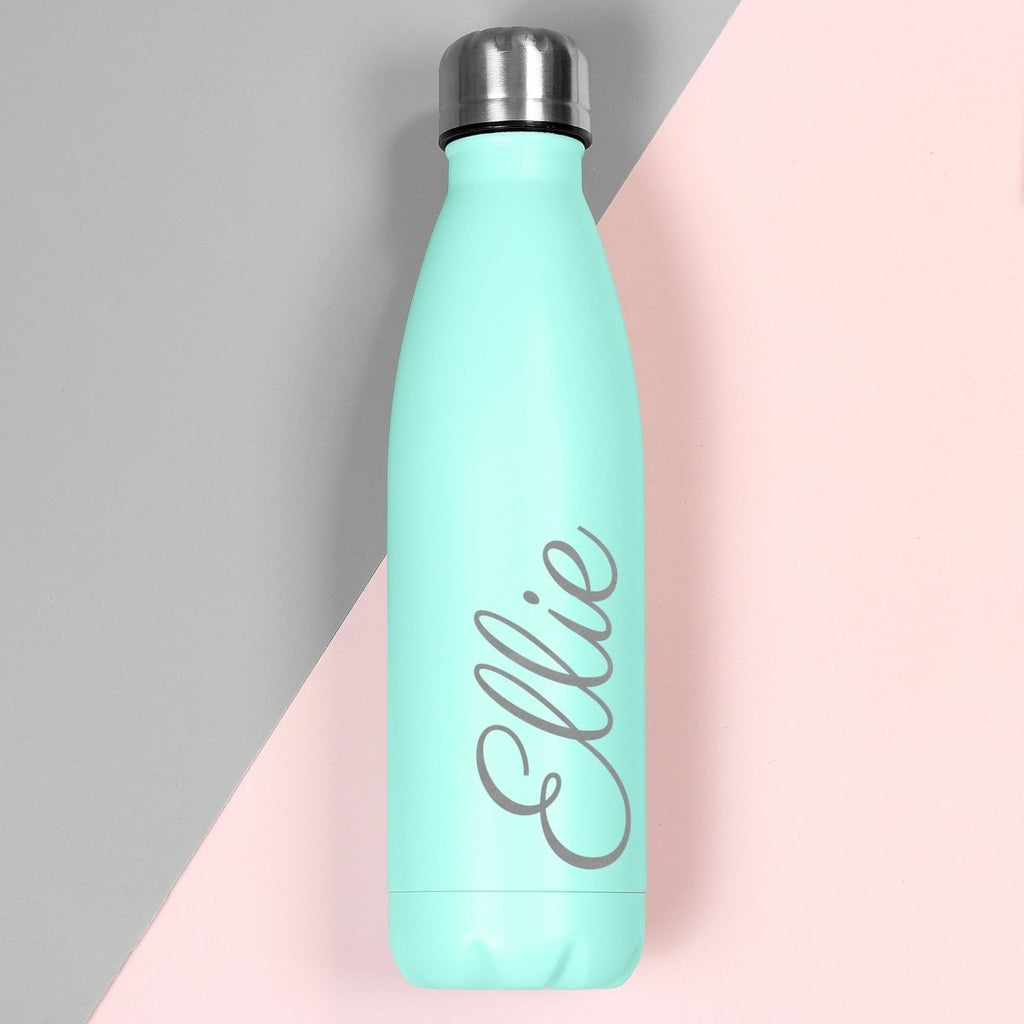 Personalised Mint Green Metal Insulated Drinks Bottle - Engraved Memories