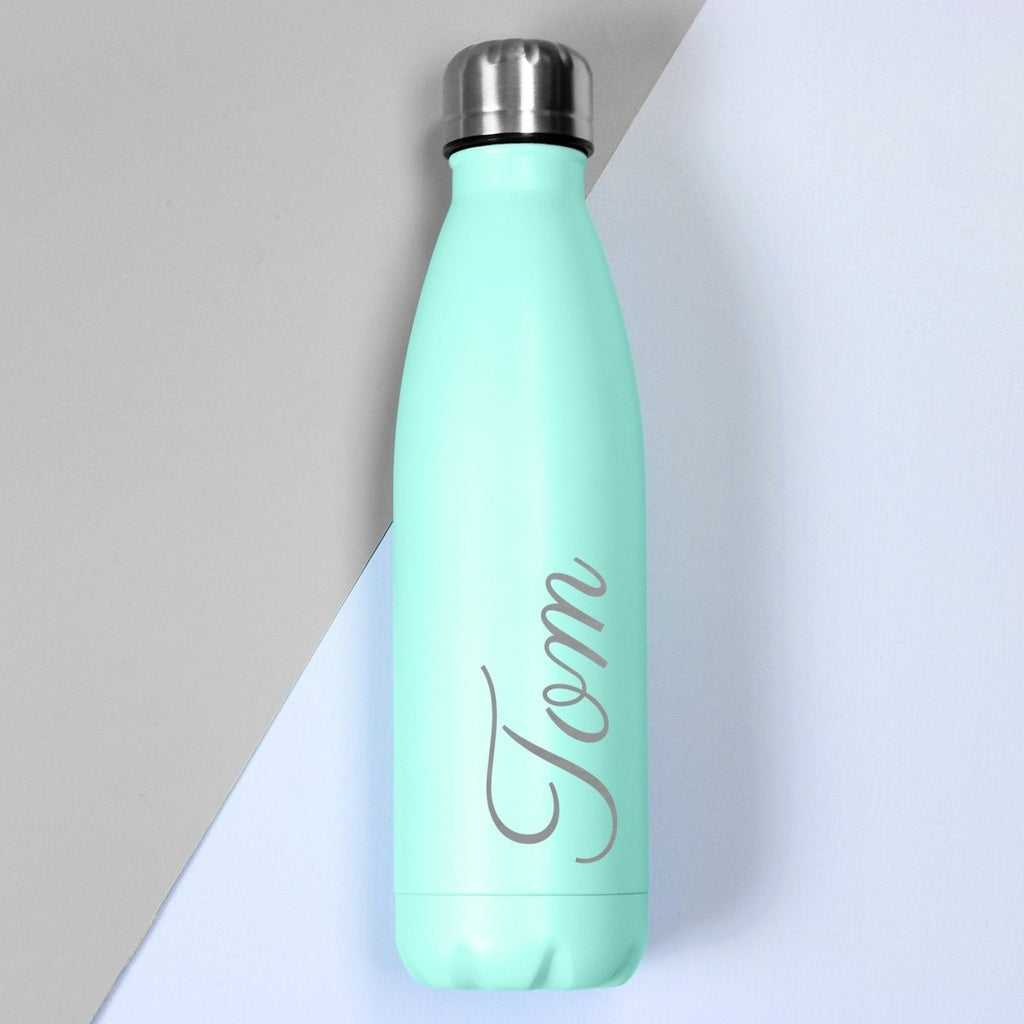 Personalised Mint Green Metal Insulated Drinks Bottle - Engraved Memories