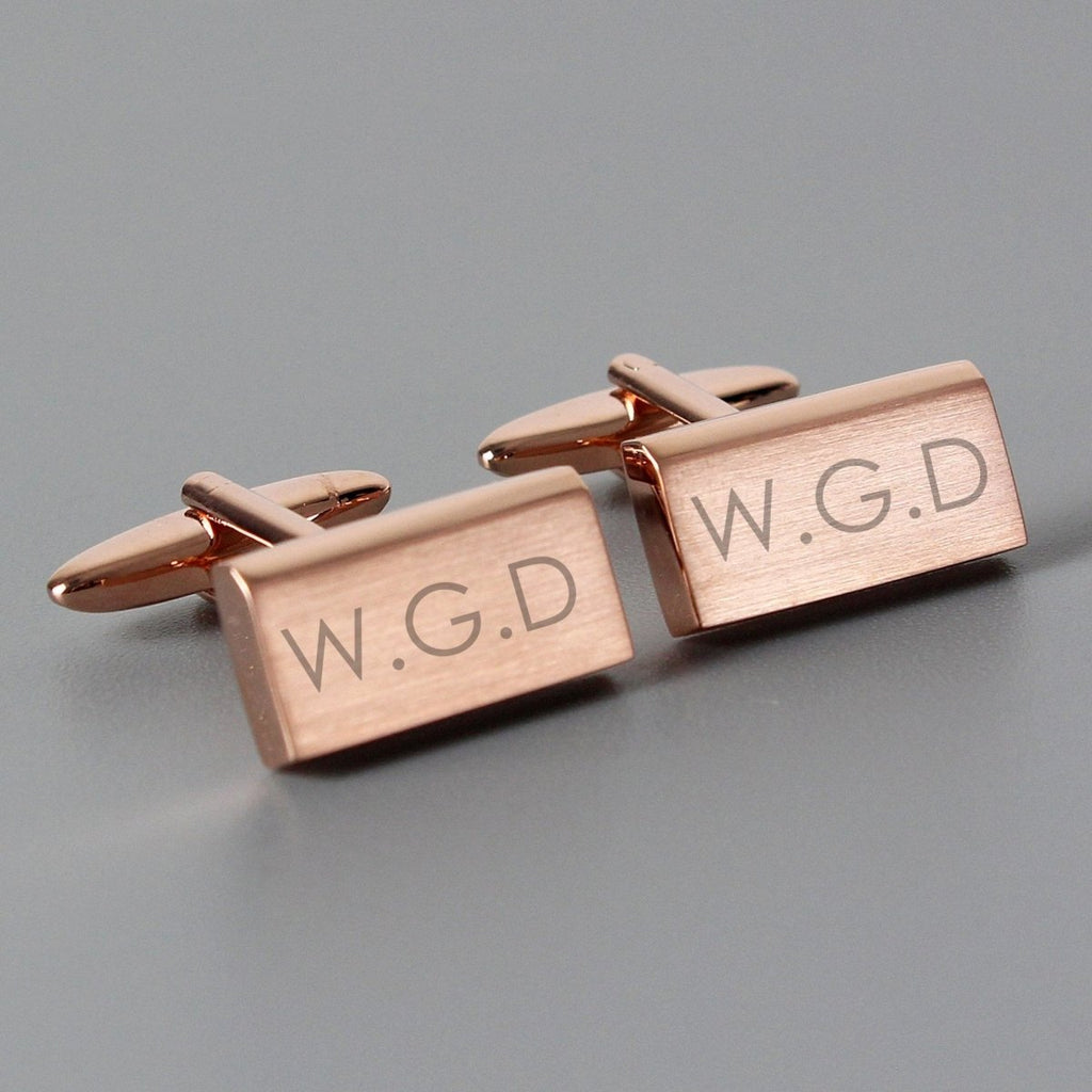 Personalised Modern Rose Gold Plated Cufflinks - Engraved Memories